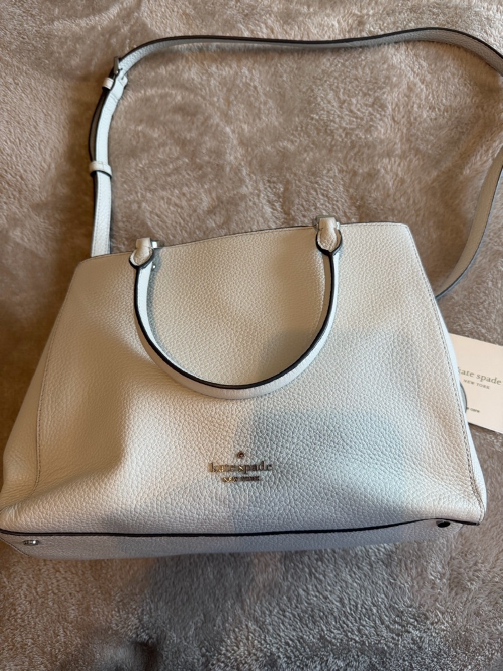 kate spade Pebbled Leather Shoulder Bag in Light Gray
